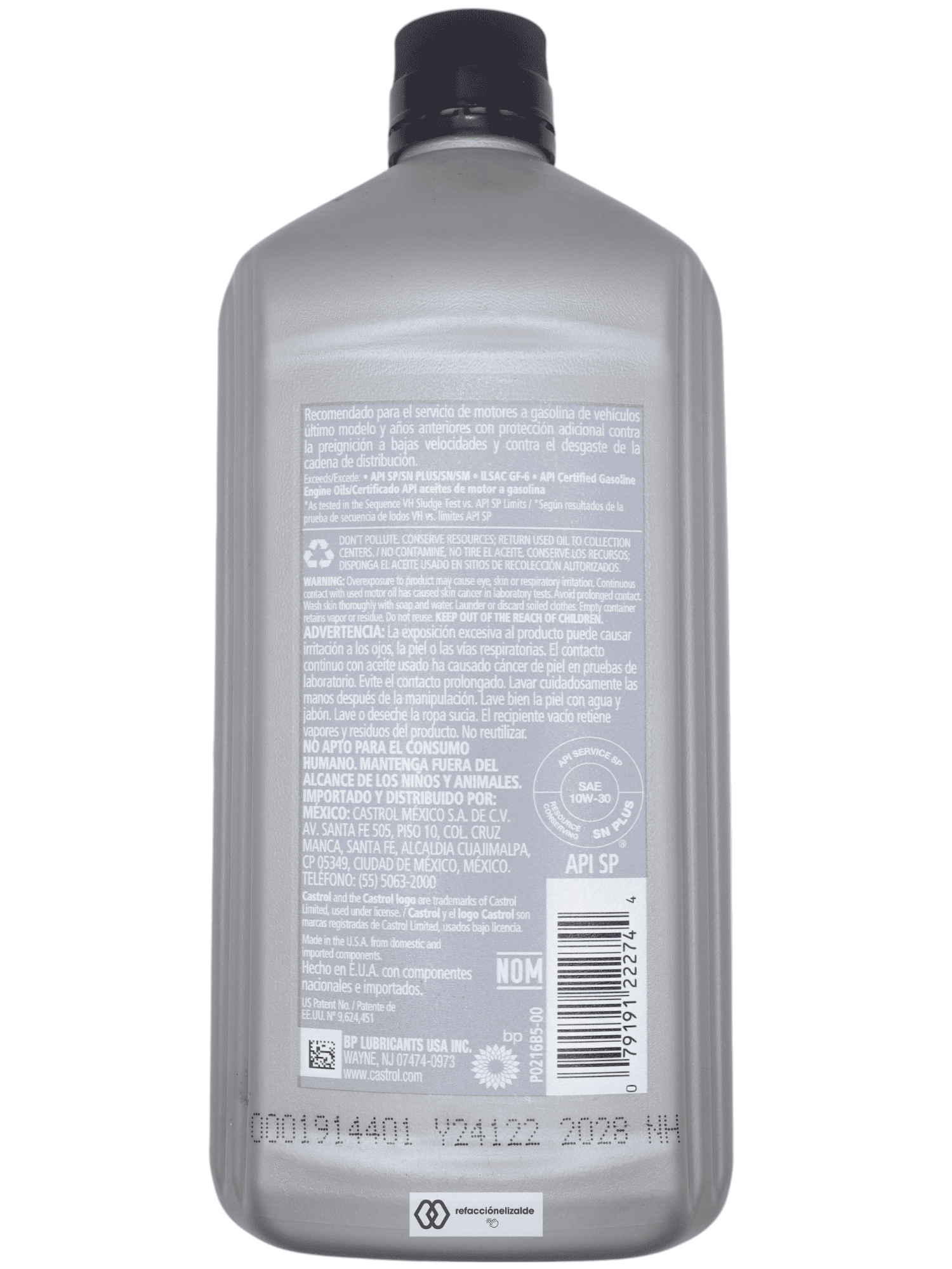 Aceite Castrol GTX 10w30 Multigrado 946ml - Imagen 2