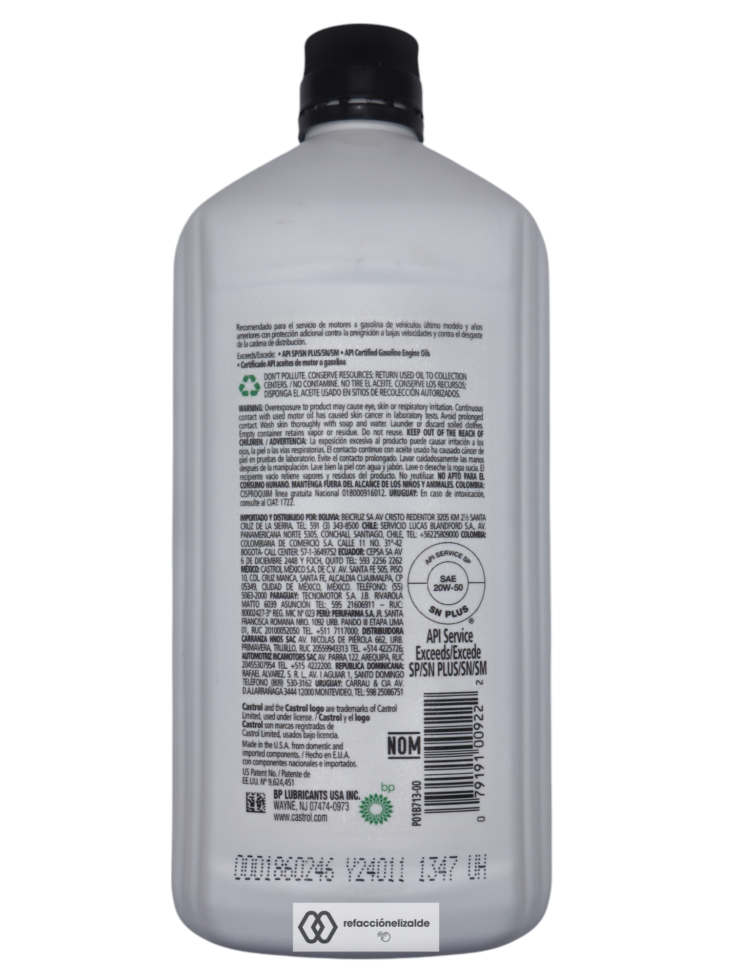 Aceite Castrol GTX 20w50 Multigrado 946ml - Imagen 2